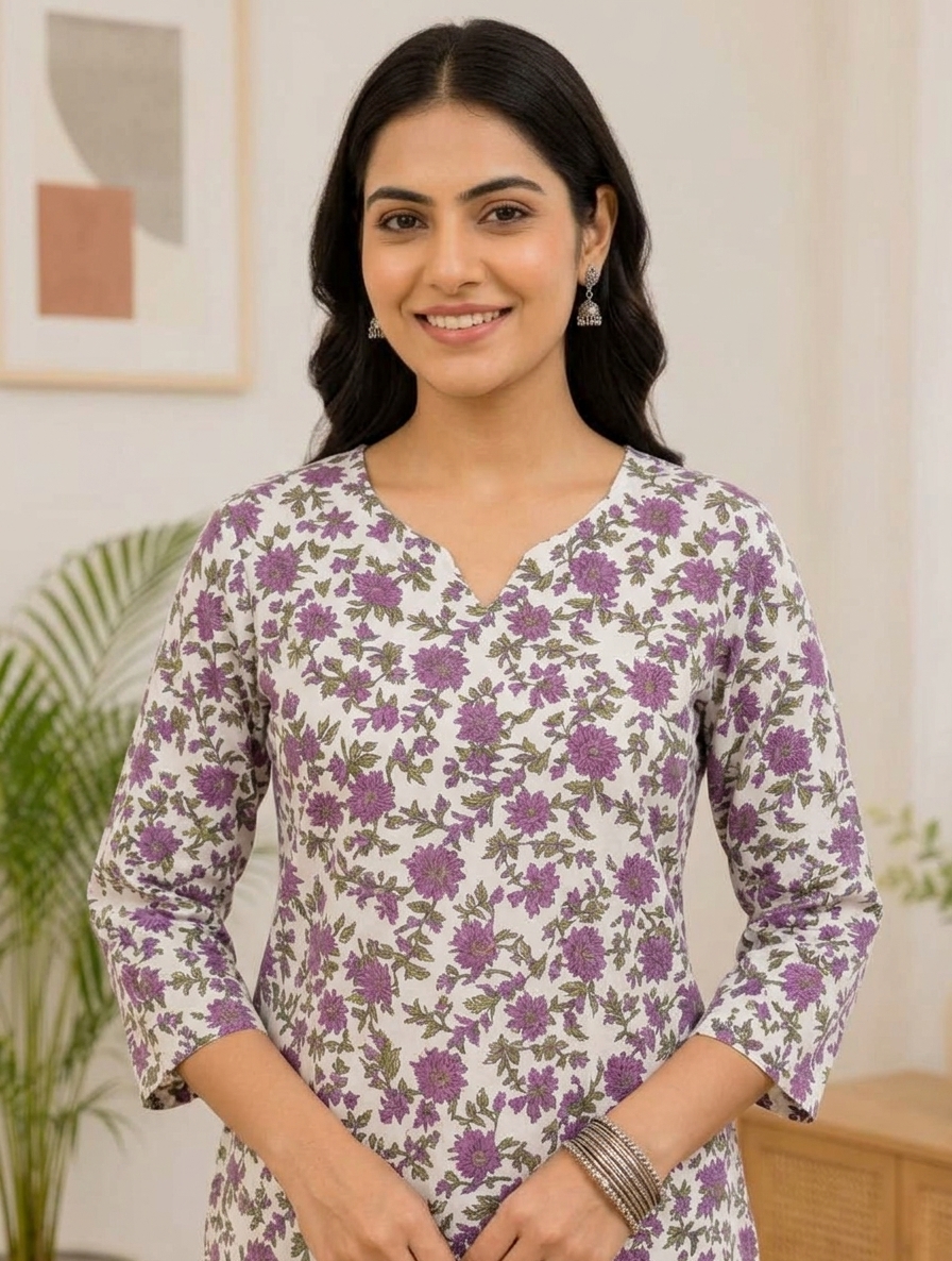 Hand block print cotton dress