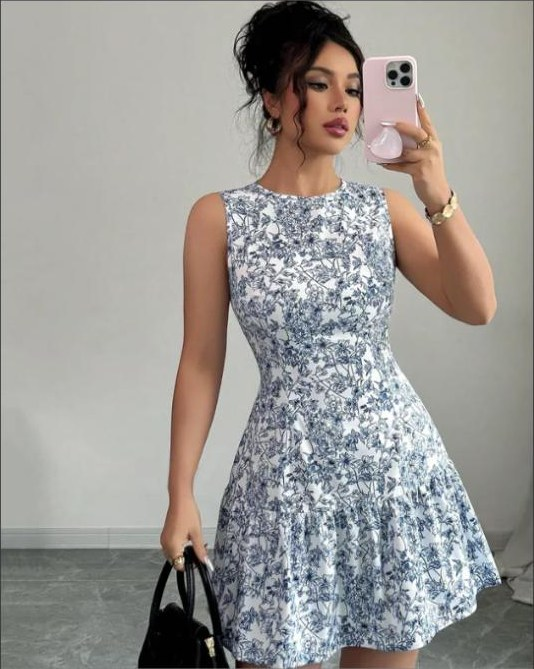 Sleeveless Floral Fit & Flare Mini Dress