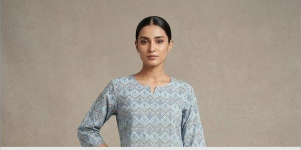 Nilaya Block-Print Cotton Tunic & Trouser Set