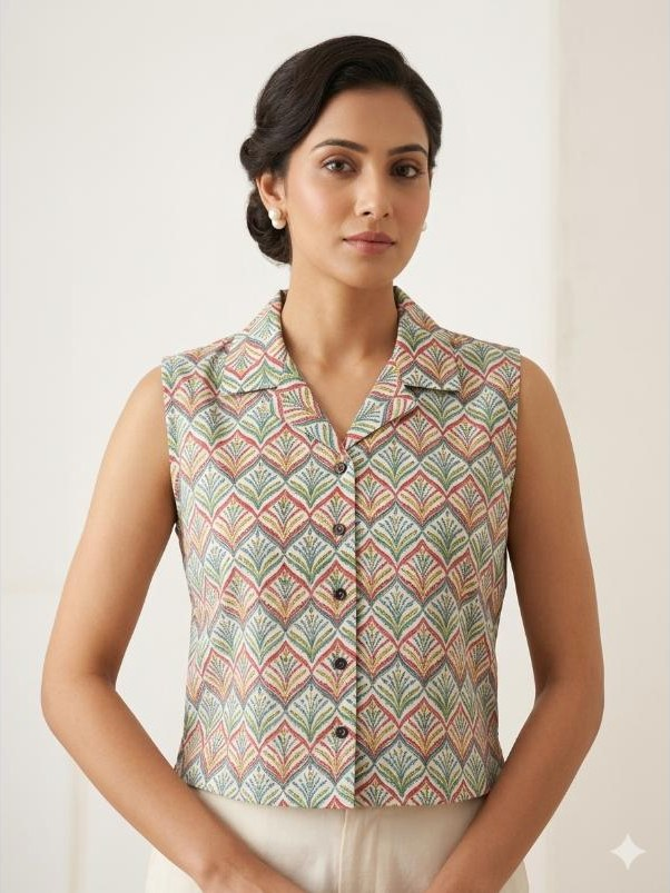Iris Artisanal Block-Print Top