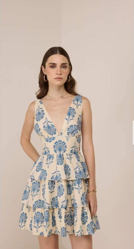 Celeste Tiered Cotton Mini Dress